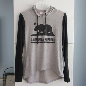 California Republic Hoodie Womens S Pullover Light Embellished Sweater Gray Blk